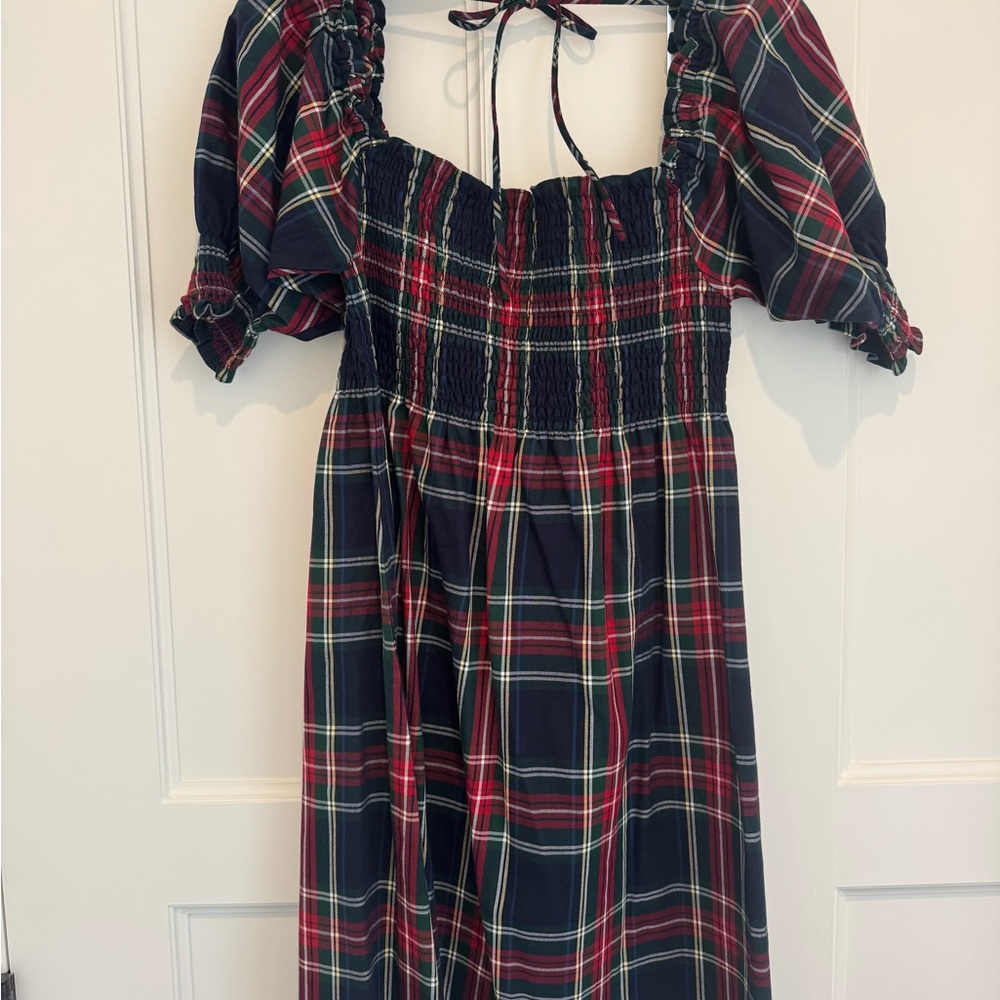 Hill House Plaid Mini Dress - Red, Green, Navy